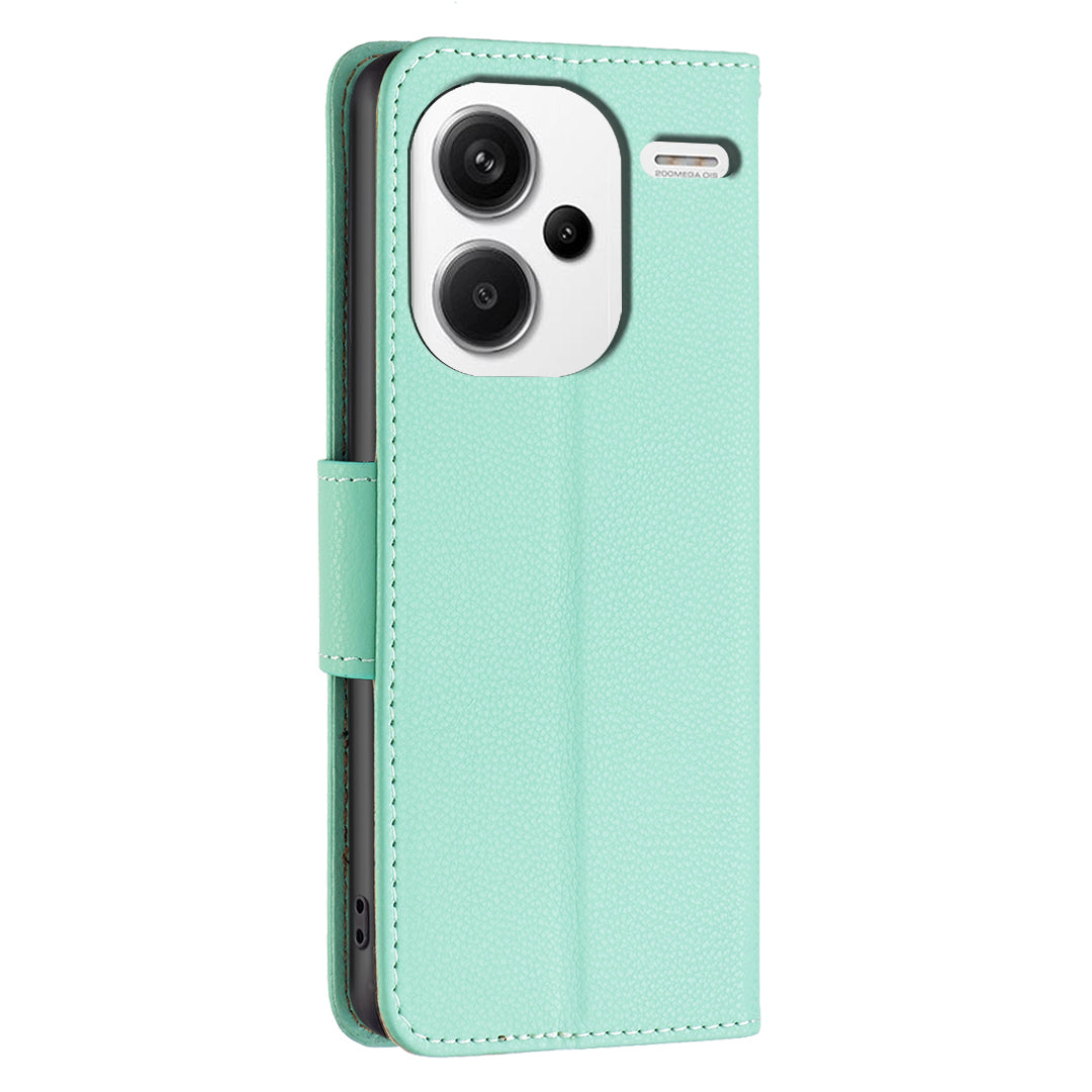 For Xiaomi Redmi Note 13 Pro+ 5G Wallet Case PU Leather Litchi Texture Flip Phone Cover - Green