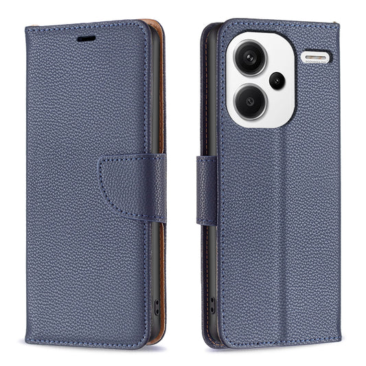 For Xiaomi Redmi Note 13 Pro+ 5G Wallet Case PU Leather Litchi Texture Flip Phone Cover - Dark Blue