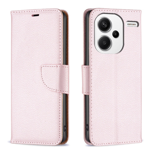 For Xiaomi Redmi Note 13 Pro+ 5G Wallet Case PU Leather Litchi Texture Flip Phone Cover - Rose Gold