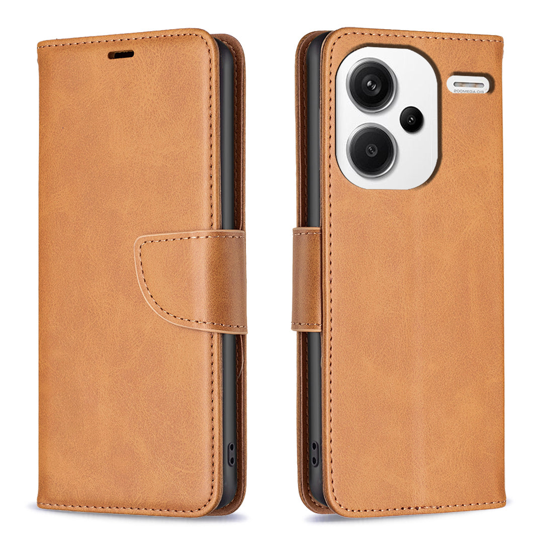 For Xiaomi Redmi Note 13 Pro+ 5G Case Collection Leather Folio Flip Phone Cover Smooth Textured - Yellow