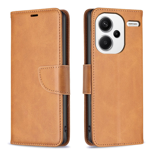 For Xiaomi Redmi Note 13 Pro+ 5G Case Collection Leather Folio Flip Phone Cover Smooth Textured - Yellow