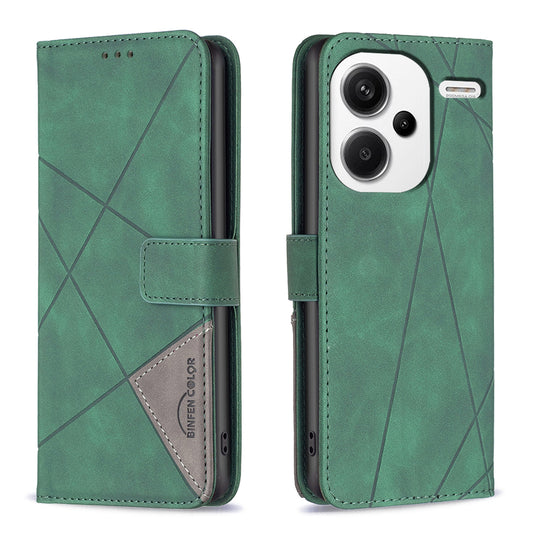 BINFEN COLOR BF05 For Xiaomi Redmi Note 13 Pro+ 5G Phone Case PU Leather Magnetic Protect Cover - Green