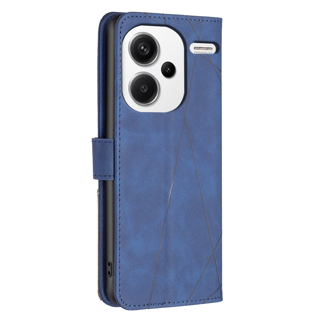 BINFEN COLOR BF05 For Xiaomi Redmi Note 13 Pro+ 5G Phone Case PU Leather Magnetic Protect Cover - Blue