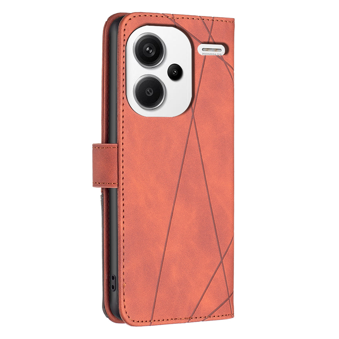 BINFEN COLOR BF05 For Xiaomi Redmi Note 13 Pro+ 5G Phone Case PU Leather Magnetic Protect Cover - Brown