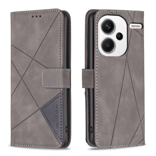BINFEN COLOR BF05 For Xiaomi Redmi Note 13 Pro+ 5G Phone Case PU Leather Magnetic Protect Cover - Grey