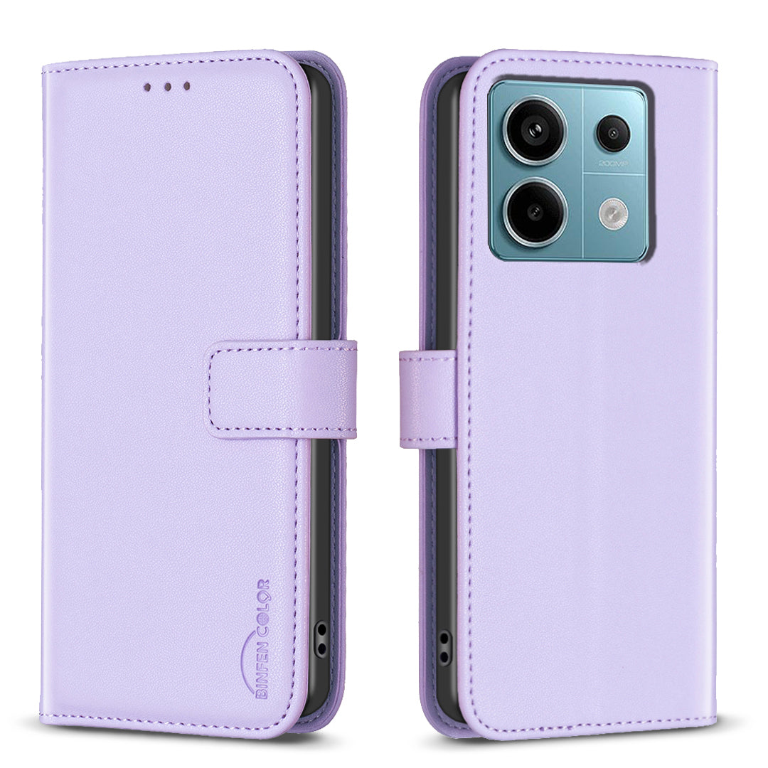 BINFEN COLOR BF17 For Xiaomi Redmi Note 13 Pro 5G / Poco X6 5G Case Wallet Phone Leather Cover - Purple