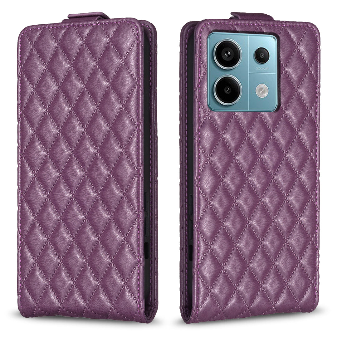 BF30 For Xiaomi Redmi Note 13 Pro 5G / Poco X6 5G Card Holder Phone Leather Case Vertical Flip - Dark Purple