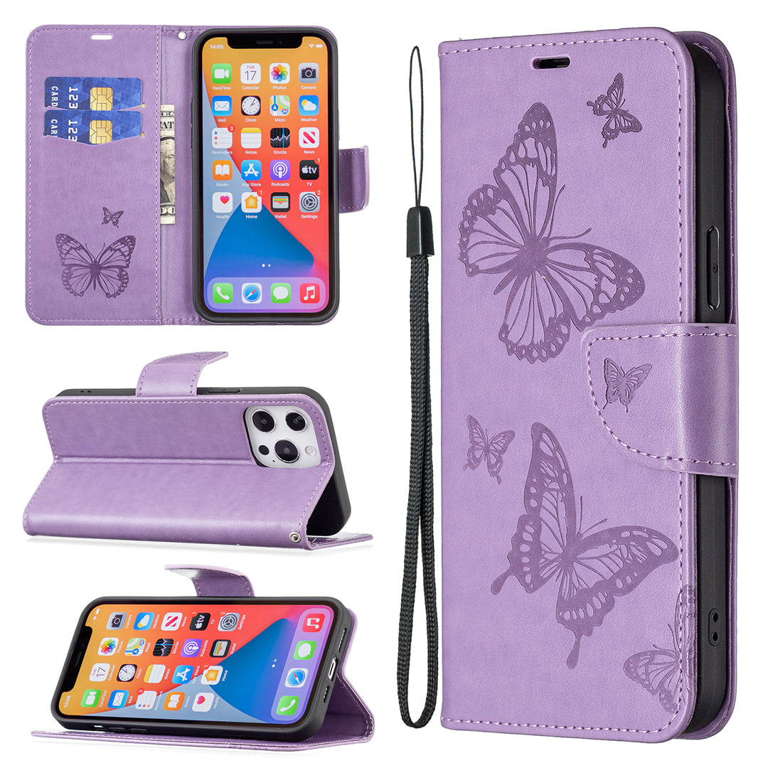 For Xiaomi Redmi Note 13 Pro 5G / Poco X6 5G Case Butterfly Imprinted PU Leather Phone Cover - Purple