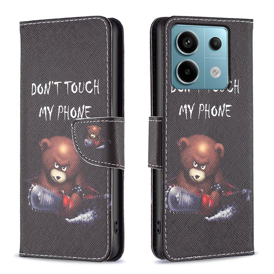 For Xiaomi Redmi Note 13 Pro 5G / Poco X6 5G Wallet Case Pattern Folio Leather Cell Phone Cover - Bear