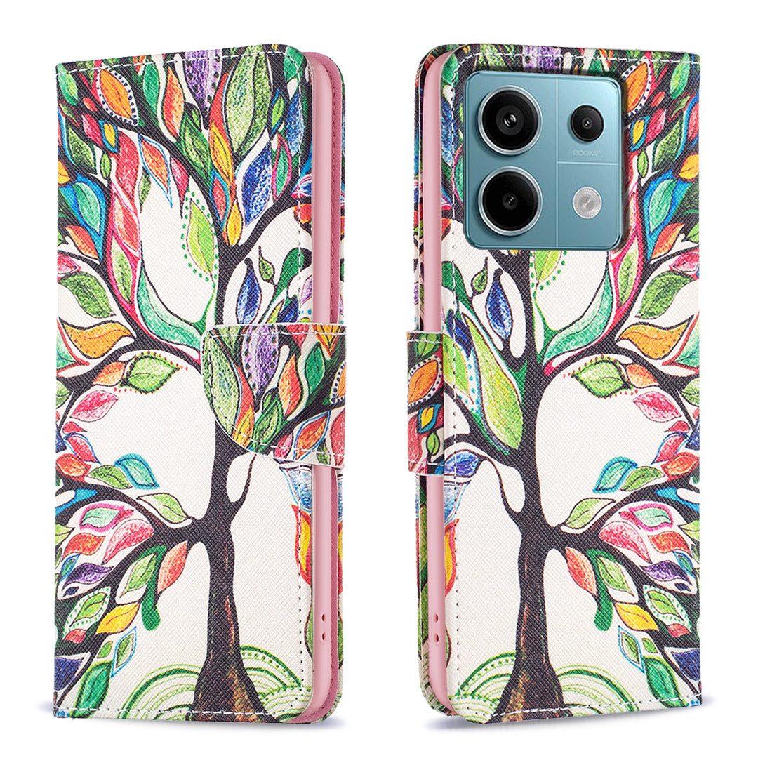 For Xiaomi Redmi Note 13 Pro 5G / Poco X6 5G Wallet Case Pattern Folio Leather Cell Phone Cover - Life Tree