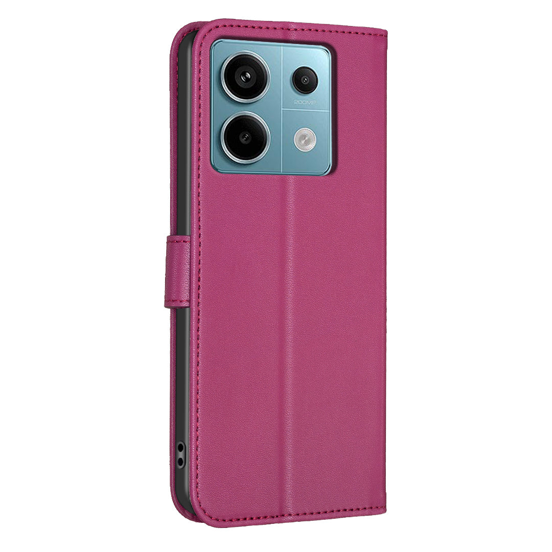 For Xiaomi Redmi Note 13 Pro 5G / Poco X6 5G Leather Case Lucky Clover Pattern Protection Shell Phone Cover - Rose