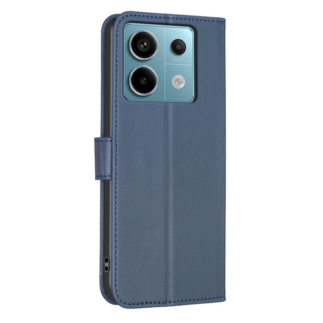For Xiaomi Redmi Note 13 Pro 5G / Poco X6 5G Leather Case Lucky Clover Pattern Protection Shell Phone Cover - Blue