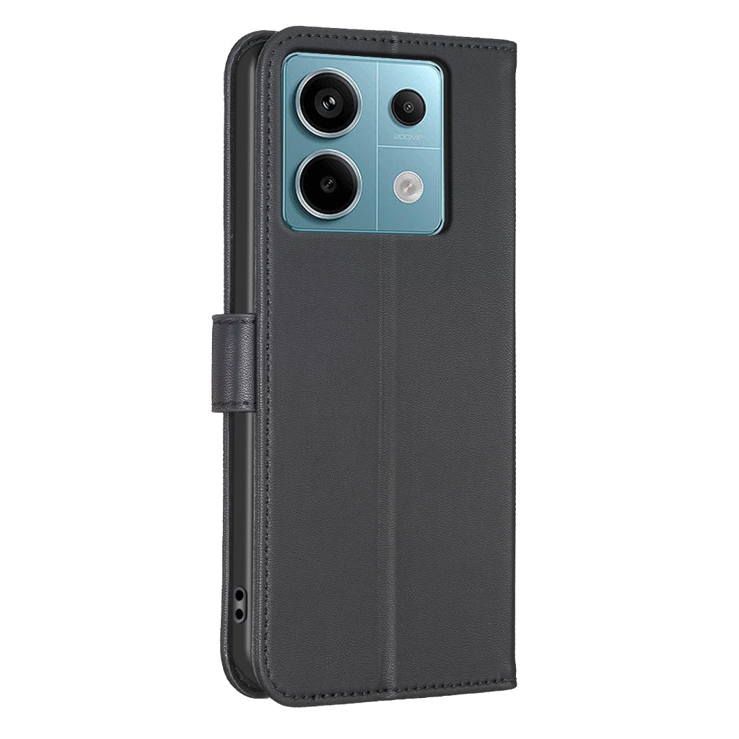 For Xiaomi Redmi Note 13 Pro 5G / Poco X6 5G Leather Case Lucky Clover Pattern Protection Shell Phone Cover - Black