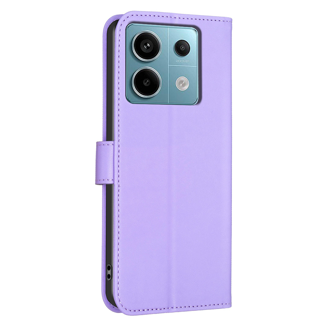 For Xiaomi Redmi Note 13 Pro 5G / Poco X6 5G Leather Case Lucky Clover Pattern Protection Shell Phone Cover - Purple