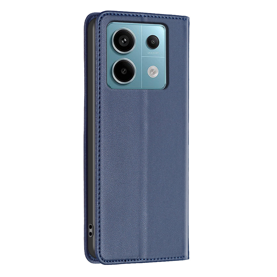 BINFEN COLOR BF18 For Xiaomi Redmi Note 13 Pro 5G / Poco X6 5G PU Leather Case Magnetic Auto-absorbed Phone Cover - Blue