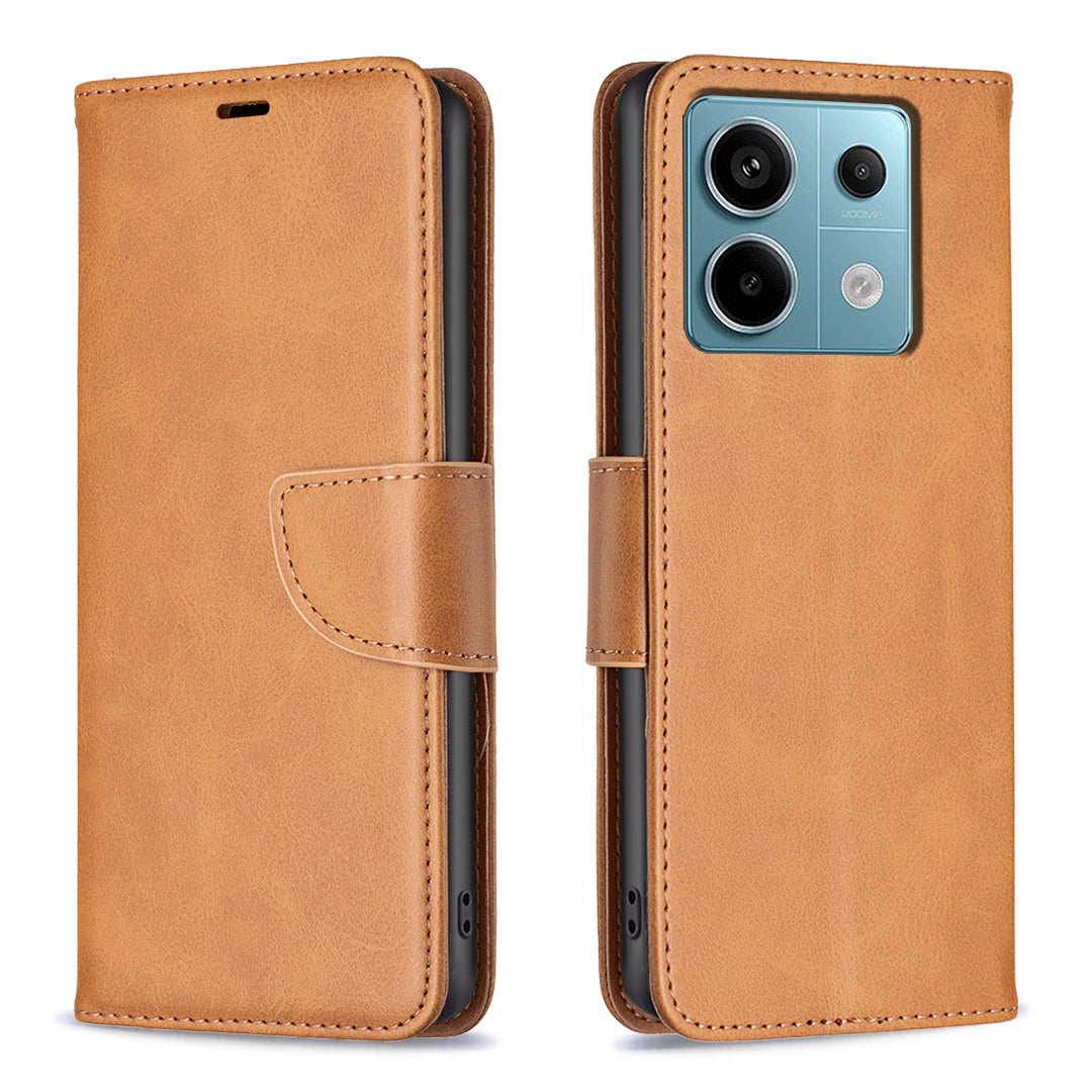 For Xiaomi Redmi Note 13 Pro 5G / Poco X6 5G Leather Wallet Case Solid Color Stand Phone Cover - Yellow