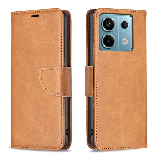 For Xiaomi Redmi Note 13 Pro 5G / Poco X6 5G Leather Wallet Case Solid Color Stand Phone Cover - Yellow