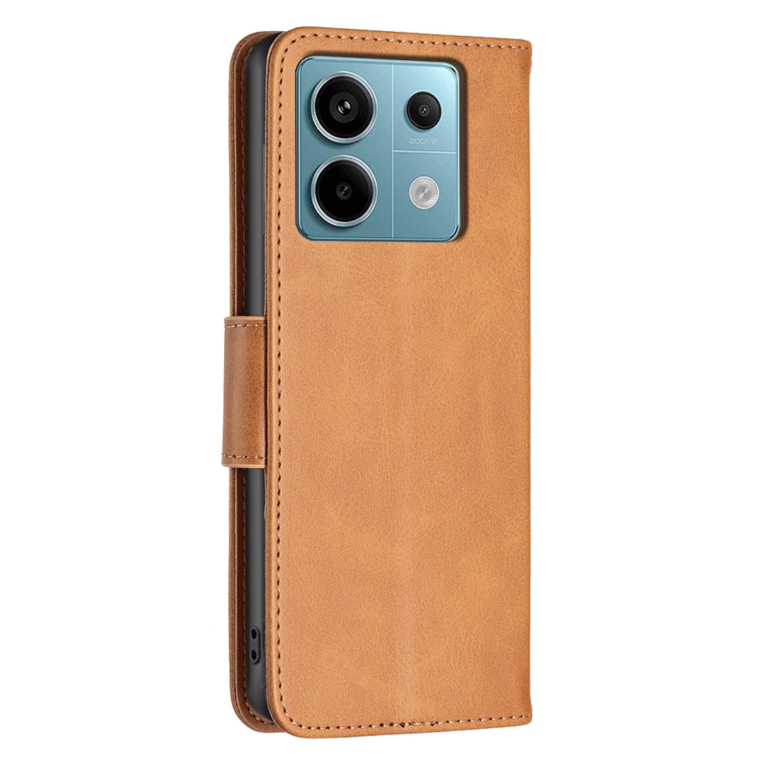 For Xiaomi Redmi Note 13 Pro 5G / Poco X6 5G Leather Wallet Case Solid Color Stand Phone Cover - Yellow