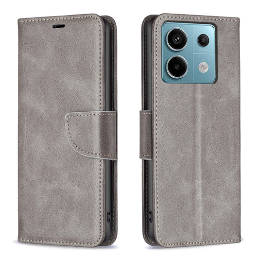 For Xiaomi Redmi Note 13 Pro 5G / Poco X6 5G Leather Wallet Case Solid Color Stand Phone Cover - Grey