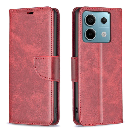 For Xiaomi Redmi Note 13 Pro 5G / Poco X6 5G Leather Wallet Case Solid Color Stand Phone Cover - Red