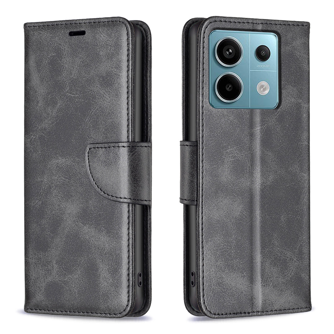 For Xiaomi Redmi Note 13 Pro 5G / Poco X6 5G Leather Wallet Case Solid Color Stand Phone Cover - Black