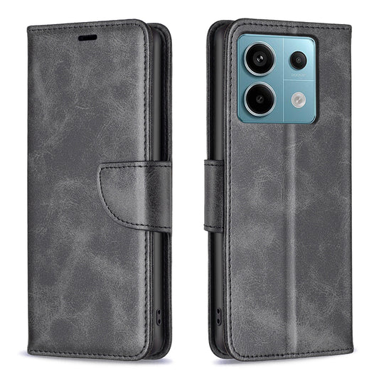 For Xiaomi Redmi Note 13 Pro 5G / Poco X6 5G Leather Wallet Case Solid Color Stand Phone Cover - Black