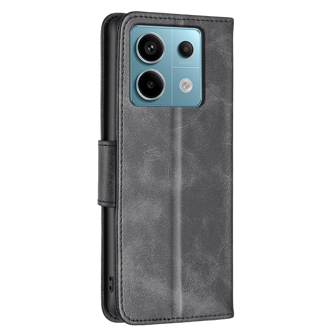 For Xiaomi Redmi Note 13 Pro 5G / Poco X6 5G Leather Wallet Case Solid Color Stand Phone Cover - Black