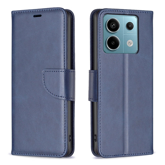 For Xiaomi Redmi Note 13 Pro 5G / Poco X6 5G Leather Wallet Case Solid Color Stand Phone Cover - Blue