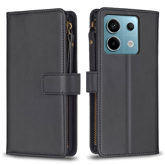 BF Style-19 for Xiaomi Redmi Note 13 Pro 5G / Poco X6 5G Leather Case Card Holder Zipper Pocket Phone Cover - Black