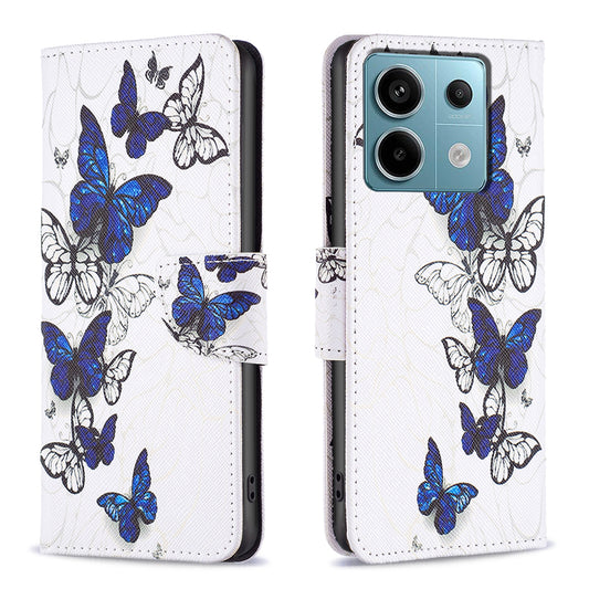 For Xiaomi Redmi Note 13 Pro 5G / Poco X6 5G Case Leather Cover with Wallet Pattern Printing - Butterflies
