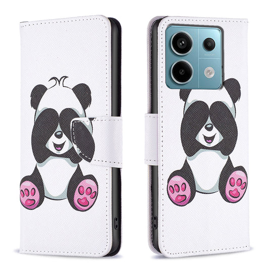 For Xiaomi Redmi Note 13 Pro 5G / Poco X6 5G Case Leather Cover with Wallet Pattern Printing - Panda