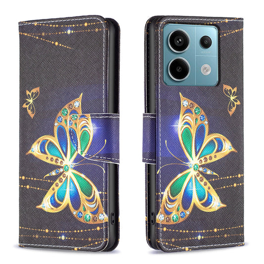 For Xiaomi Redmi Note 13 Pro 5G / Poco X6 5G Case Leather Cover with Wallet Pattern Printing - Jewelry Butterfly