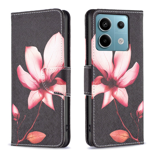 For Xiaomi Redmi Note 13 Pro 5G / Poco X6 5G Case Leather Cover with Wallet Pattern Printing - Lotus
