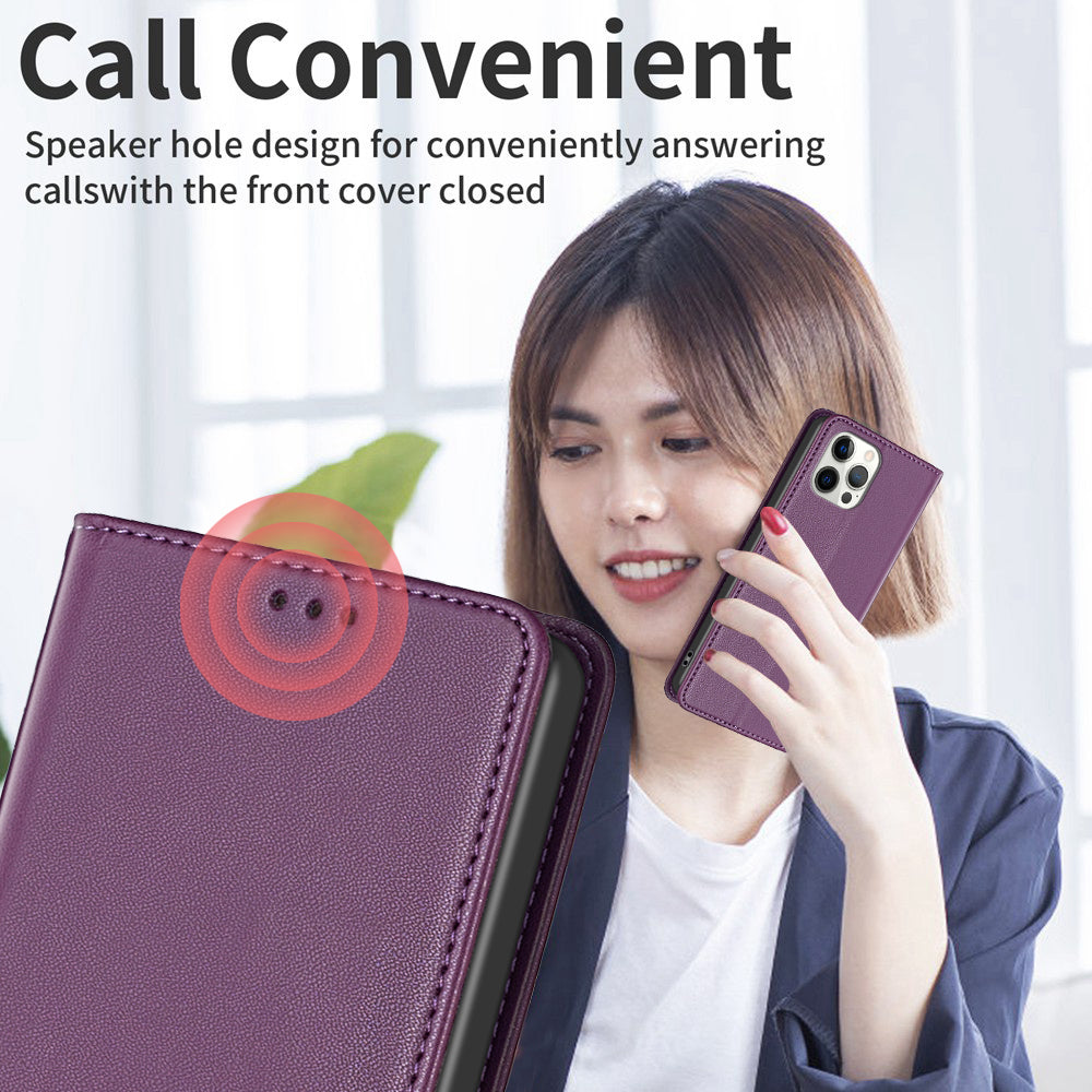 BINFEN COLOR BF18 For Xiaomi Redmi Note 13 5G Leather Cover Magnetic Closure Flip Phone Case - Dark Purple