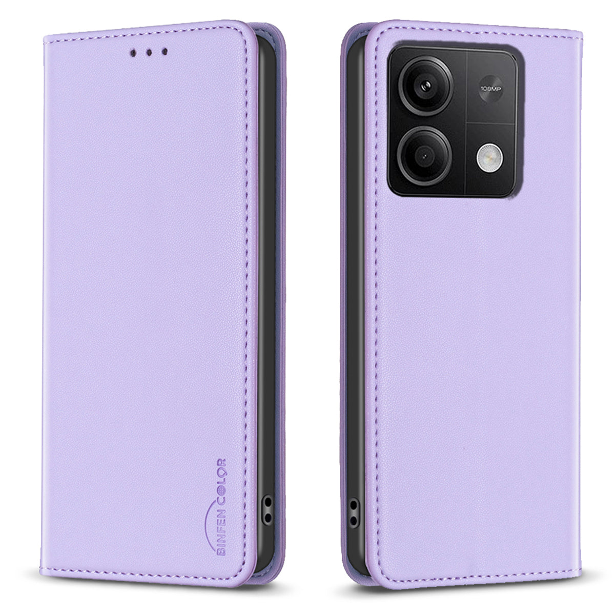 BINFEN COLOR BF18 For Xiaomi Redmi Note 13 5G Leather Cover Magnetic Closure Flip Phone Case - Purple