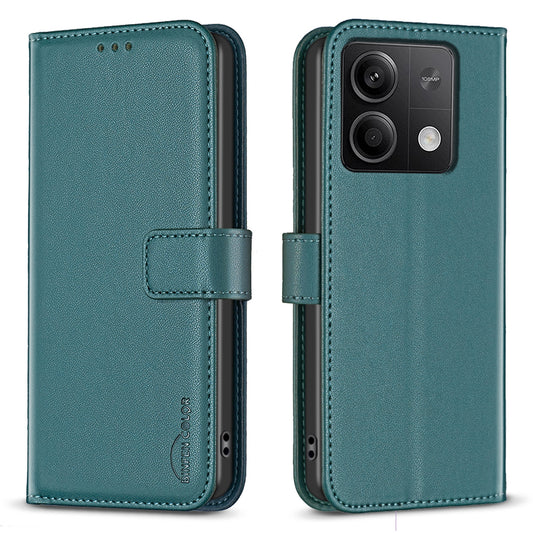 BINFEN COLOR BF17 For Xiaomi Redmi Note 13 5G Case PU Leather Phone Cover Wallet - Green