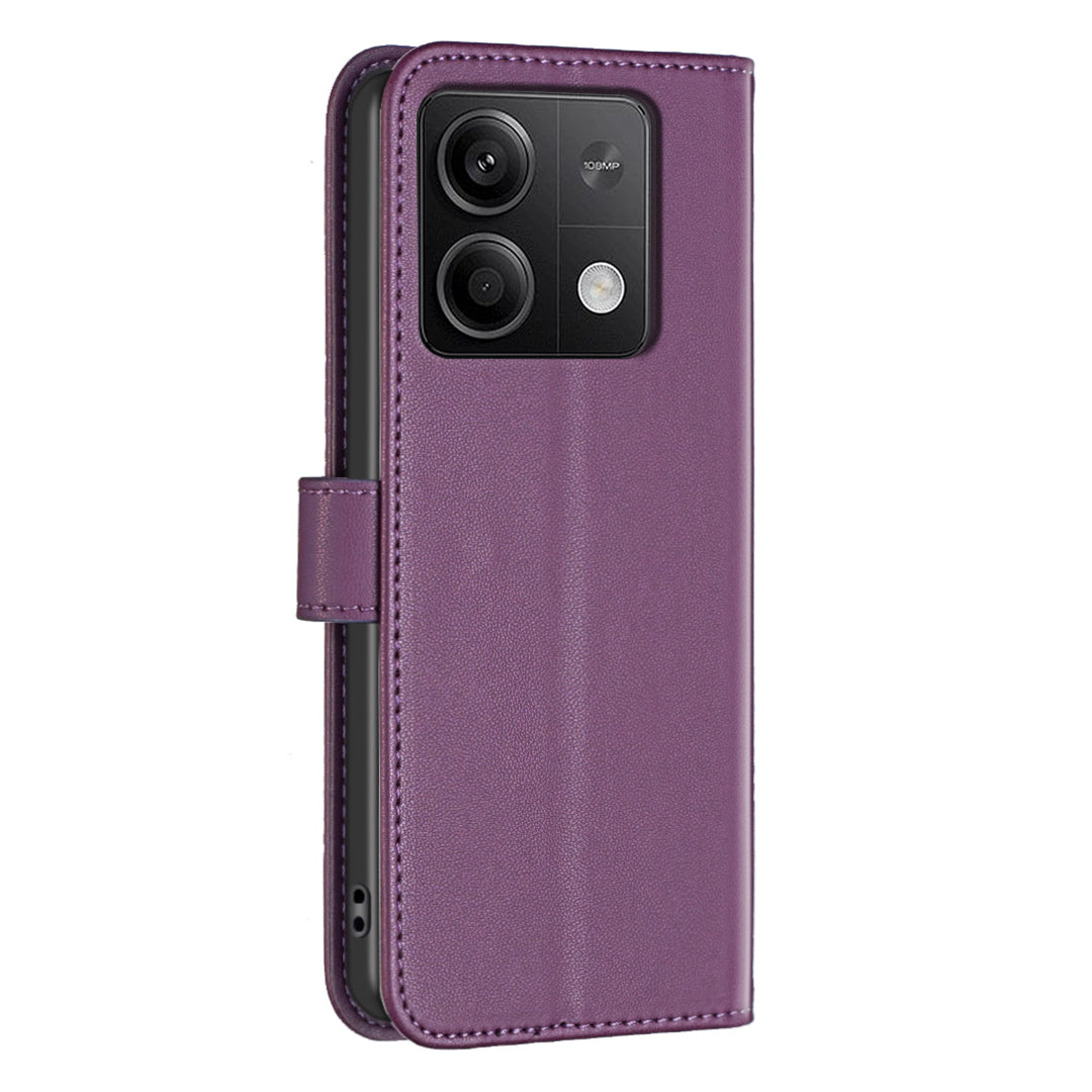 BINFEN COLOR BF17 For Xiaomi Redmi Note 13 5G Case PU Leather Phone Cover Wallet - Dark Purple