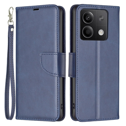 For Xiaomi Redmi Note 13 5G Leather Case Shockproof TPU Stand Solid Color Phone Cover - Blue