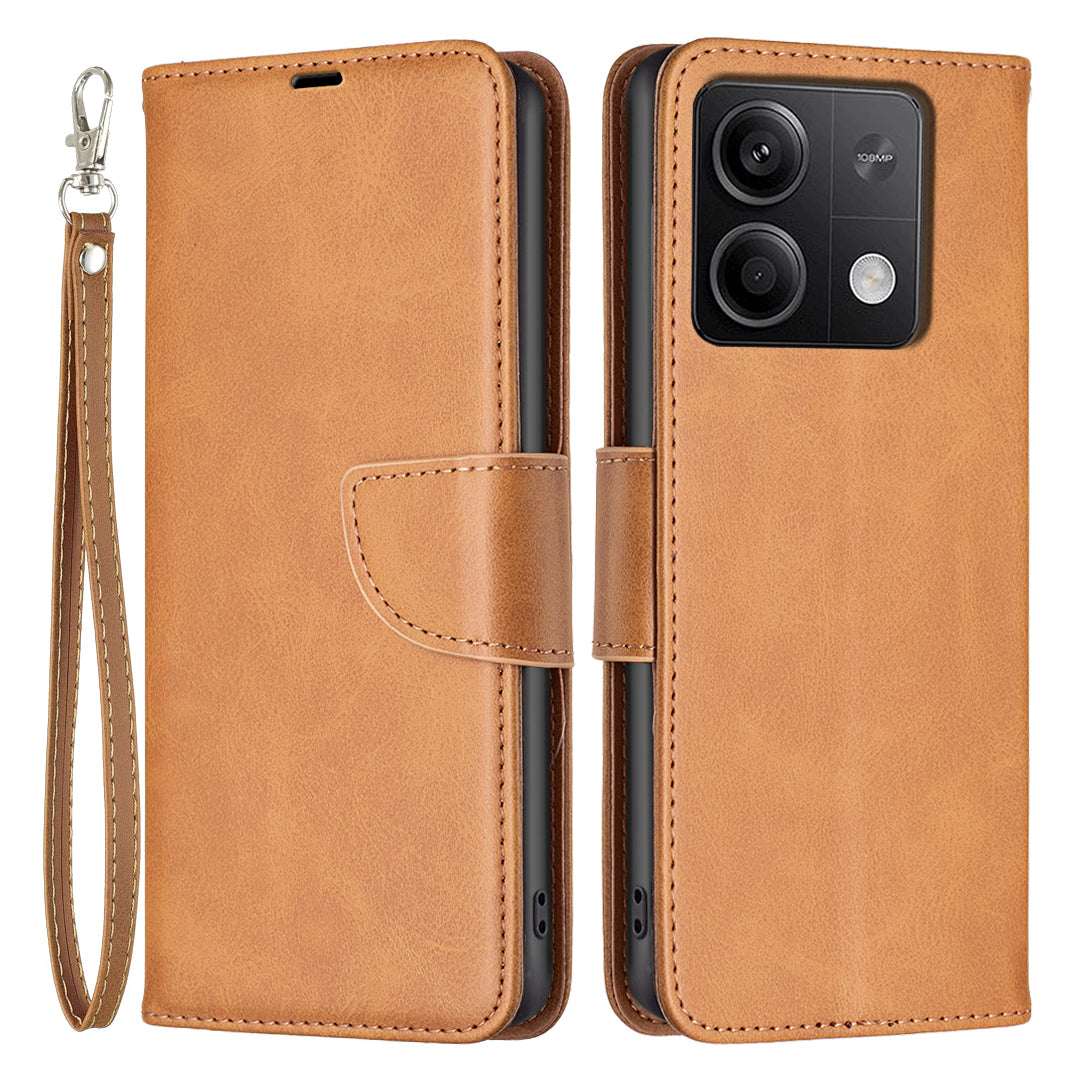 For Xiaomi Redmi Note 13 5G Leather Case Shockproof TPU Stand Solid Color Phone Cover - Yellow