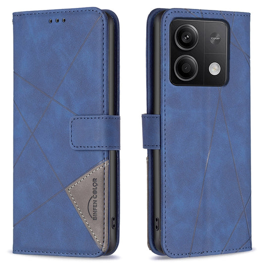 BINFEN COLOR BF05 For Xiaomi Redmi Note 13 5G Phone Case Leather Stand Flip Cover 3 Card Slots - Blue