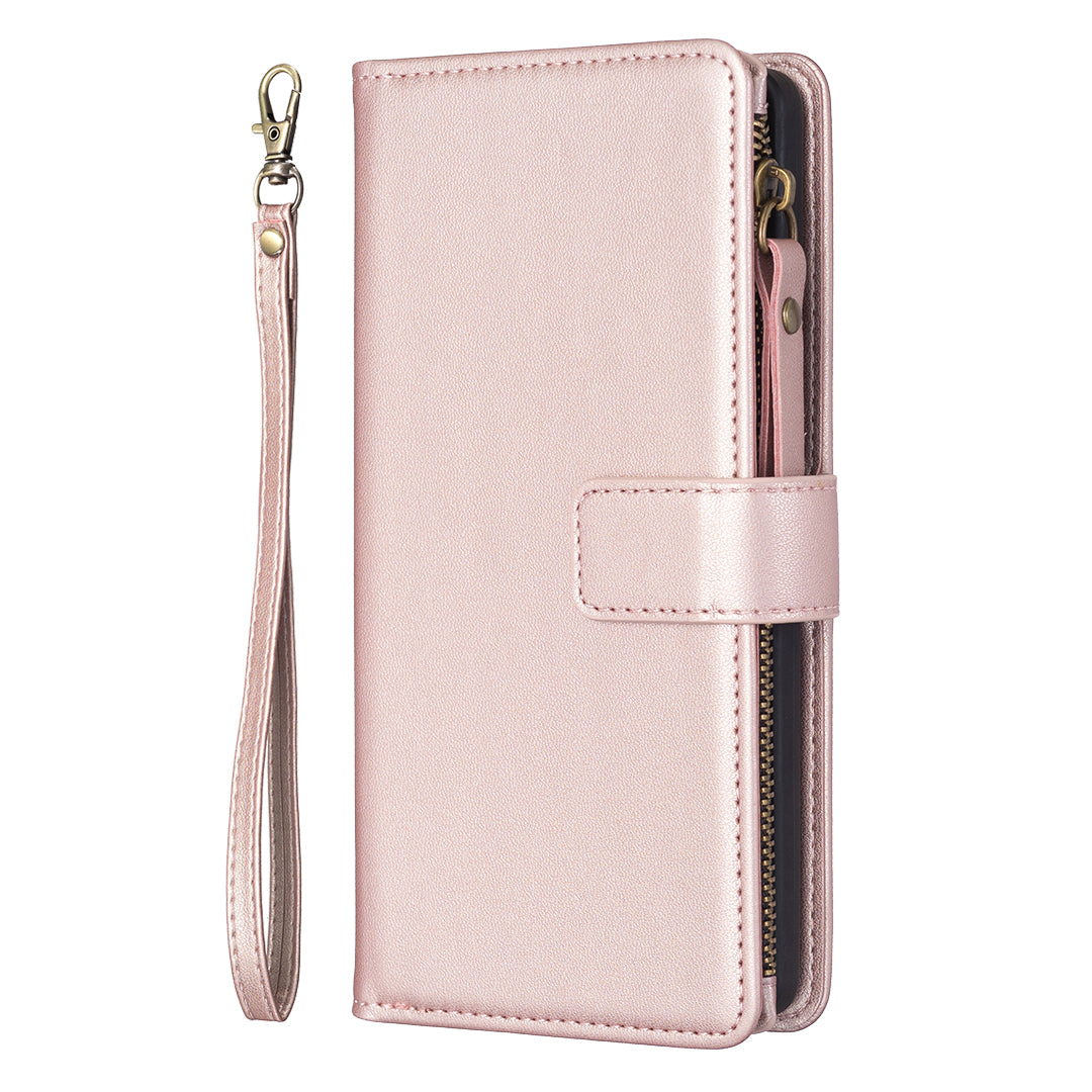 BF Style-19 for Xiaomi Redmi Note 13 5G Leather Phone Case Wallet Stand Flip Cover Zipper Pocket - Rose Gold