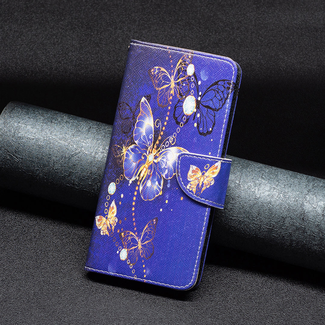 For Xiaomi Redmi Note 13 5G Phone Case Pattern Printing Wallet Leather Cover - Purple Butterflies