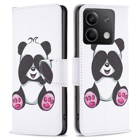 For Xiaomi Redmi Note 13 5G Phone Case Pattern Printing Wallet Leather Cover - Panda