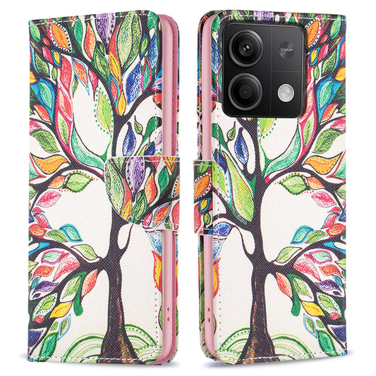 For Xiaomi Redmi Note 13 5G PU Leather Phone Case TPU Inner Shell Pattern Printing Design - Life Tree