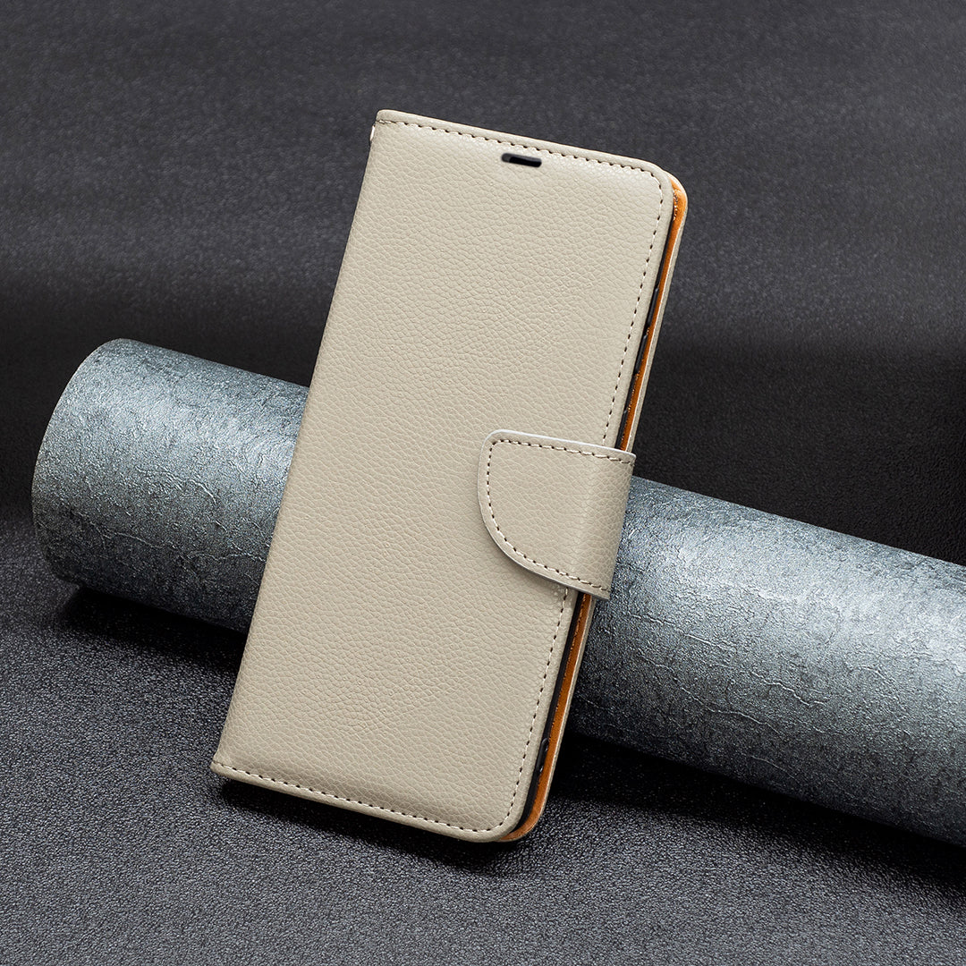 For Xiaomi Redmi Note 13 5G Phone Case Wallet PU Leather Litchi Texture Protective Cover - Grey