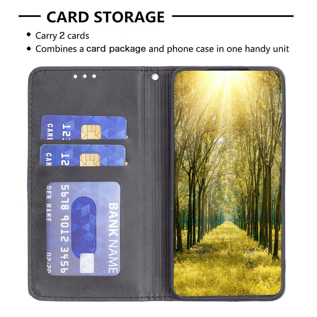 For Xiaomi Redmi Note 13 5G PU Leather Phone Case 2 Card Holders Magnetic Closure - Black