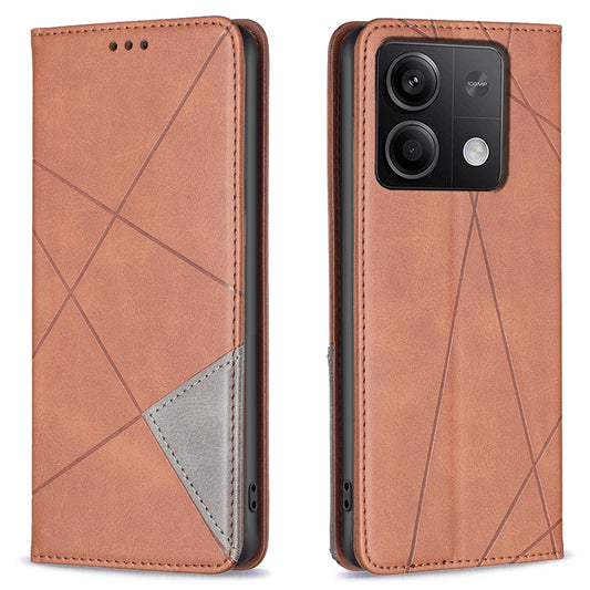 For Xiaomi Redmi Note 13 5G PU Leather Phone Case 2 Card Holders Magnetic Closure - Brown