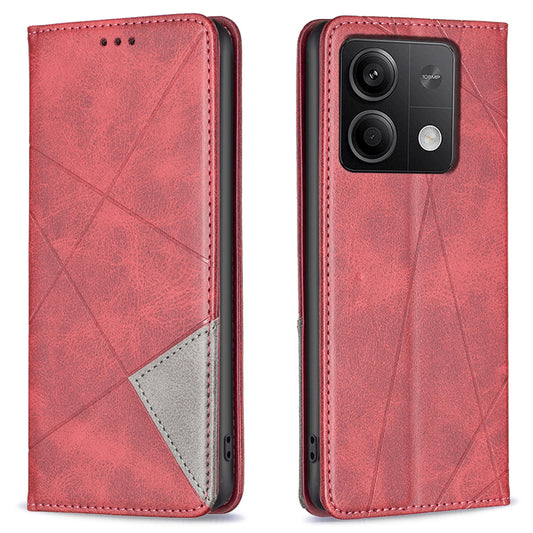 For Xiaomi Redmi Note 13 5G PU Leather Phone Case 2 Card Holders Magnetic Closure - Red