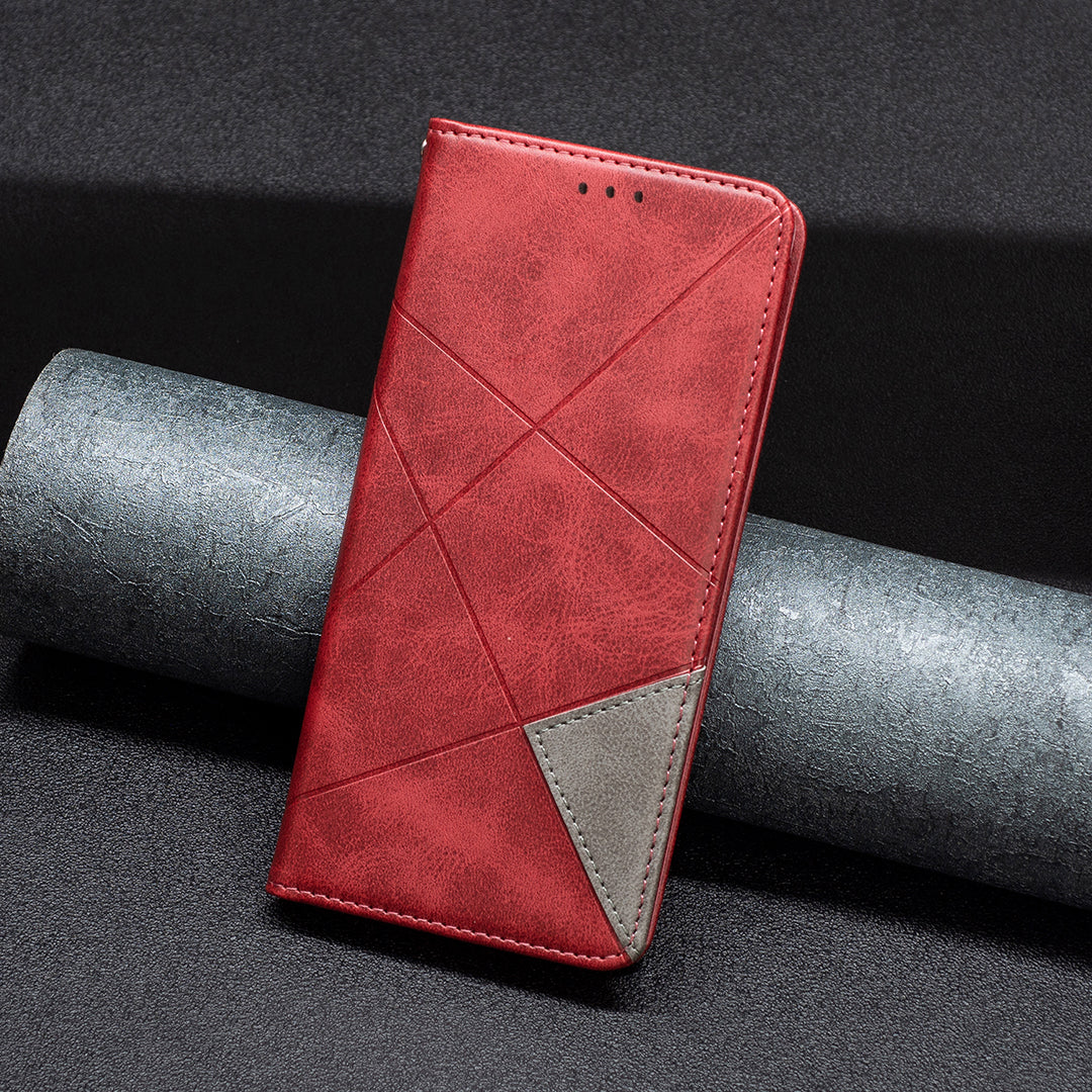 For Xiaomi Redmi Note 13 5G PU Leather Phone Case 2 Card Holders Magnetic Closure - Red
