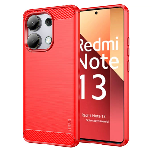 MOFI JK TPU Series-1 For Xiaomi Redmi Note 13 4G TPU Phone Case Carbon Fiber Texture - Red